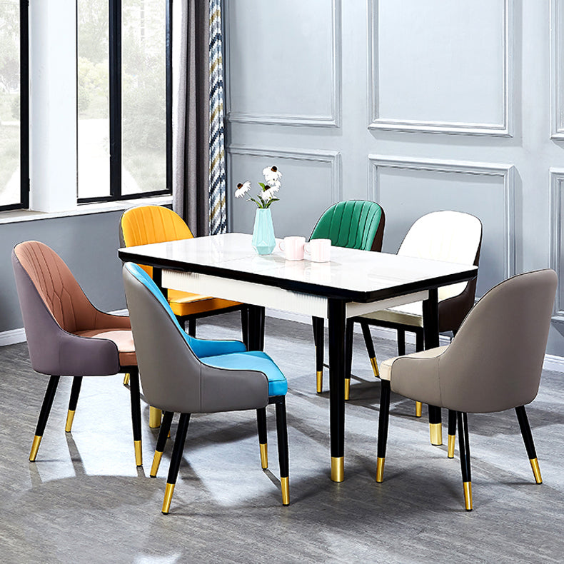 Home Scandinavian Arm Chair Upholstered Parsons Back Metal Dining Room Chair Clearhalo ' kitchen&dining_furn' 'Dining Chairs' 'Dining Tables & Seating' 'dining_chair' 'furn' 'furn_dining_chair' 'Furniture' 'furniture_dining_chair' 'Kitchen & Dining Furniture' 'kitchen' 3968962