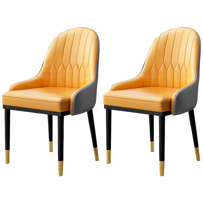 Home Scandinavian Arm Chair Upholstered Parsons Back Metal Dining Room Chair Yellow 2 Piece Set Clearhalo ' kitchen&dining_furn' 'Dining Chairs' 'Dining Tables & Seating' 'dining_chair' 'furn' 'furn_dining_chair' 'Furniture' 'furniture_dining_chair' 'Kitchen & Dining Furniture' 'kitchen' 3968967