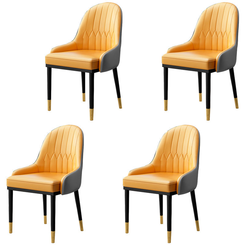Home Scandinavian Arm Chair Upholstered Parsons Back Metal Dining Room Chair Yellow 4 Piece Set Clearhalo ' kitchen&dining_furn' 'Dining Chairs' 'Dining Tables & Seating' 'dining_chair' 'furn' 'furn_dining_chair' 'Furniture' 'furniture_dining_chair' 'Kitchen & Dining Furniture' 'kitchen' 3968968