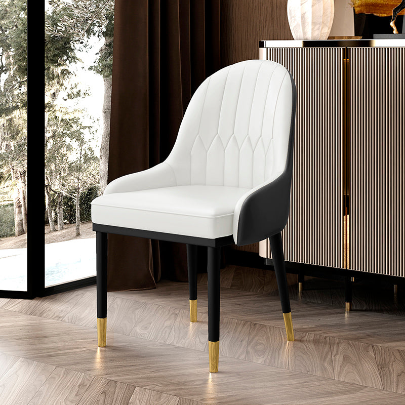 Home Scandinavian Arm Chair Upholstered Parsons Back Metal Dining Room Chair White 1 Piece Clearhalo ' kitchen&dining_furn' 'Dining Chairs' 'Dining Tables & Seating' 'dining_chair' 'furn' 'furn_dining_chair' 'Furniture' 'furniture_dining_chair' 'Kitchen & Dining Furniture' 'kitchen' 3968972