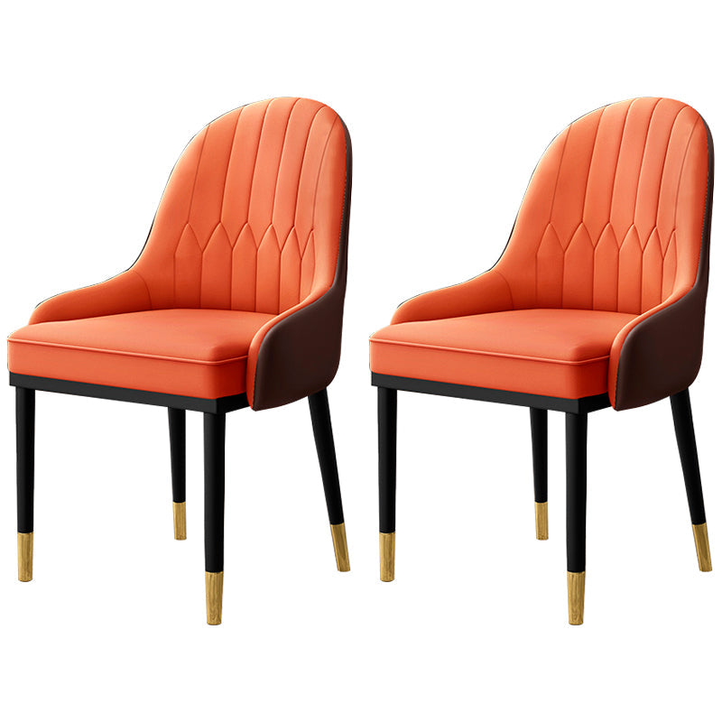 Home Scandinavian Arm Chair Upholstered Parsons Back Metal Dining Room Chair Orange 2 Piece Set Clearhalo ' kitchen&dining_furn' 'Dining Chairs' 'Dining Tables & Seating' 'dining_chair' 'furn' 'furn_dining_chair' 'Furniture' 'furniture_dining_chair' 'Kitchen & Dining Furniture' 'kitchen' 3968979
