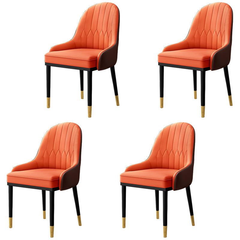 Home Scandinavian Arm Chair Upholstered Parsons Back Metal Dining Room Chair Orange 4 Piece Set Clearhalo ' kitchen&dining_furn' 'Dining Chairs' 'Dining Tables & Seating' 'dining_chair' 'furn' 'furn_dining_chair' 'Furniture' 'furniture_dining_chair' 'Kitchen & Dining Furniture' 'kitchen' 3968980