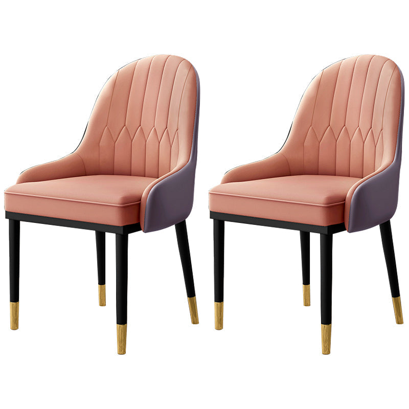 Home Scandinavian Arm Chair Upholstered Parsons Back Metal Dining Room Chair Pink 2 Piece Set Clearhalo ' kitchen&dining_furn' 'Dining Chairs' 'Dining Tables & Seating' 'dining_chair' 'furn' 'furn_dining_chair' 'Furniture' 'furniture_dining_chair' 'Kitchen & Dining Furniture' 'kitchen' 3968982