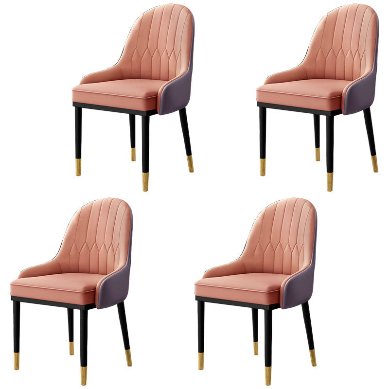 Home Scandinavian Arm Chair Upholstered Parsons Back Metal Dining Room Chair Pink 4 Piece Set Clearhalo ' kitchen&dining_furn' 'Dining Chairs' 'Dining Tables & Seating' 'dining_chair' 'furn' 'furn_dining_chair' 'Furniture' 'furniture_dining_chair' 'Kitchen & Dining Furniture' 'kitchen' 3968983