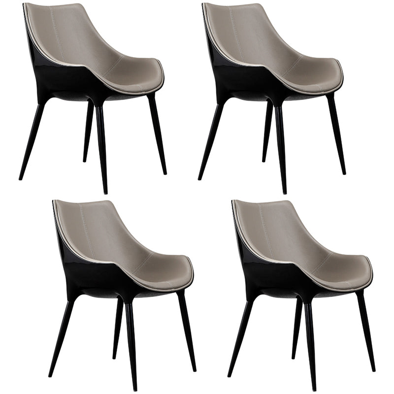 Modern Style Arm Chair Indoor Solid Back Metal Upholstered Dining Room Chair Gray Black 4 Piece Set Clearhalo ' kitchen&dining_furn' 'Dining Chairs' 'Dining Tables & Seating' 'dining_chair' 'furn' 'furn_dining_chair' 'Furniture' 'furniture_dining_chair' 'Kitchen & Dining Furniture' 'kitchen' 3968992