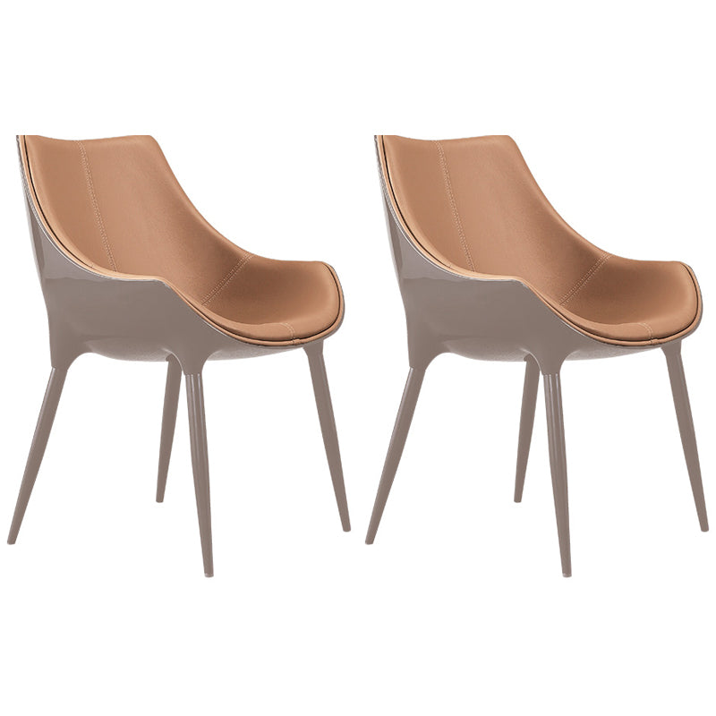 Modern Style Arm Chair Indoor Solid Back Metal Upholstered Dining Room Chair Gold-Brown 2 Piece Set Clearhalo ' kitchen&dining_furn' 'Dining Chairs' 'Dining Tables & Seating' 'dining_chair' 'furn' 'furn_dining_chair' 'Furniture' 'furniture_dining_chair' 'Kitchen & Dining Furniture' 'kitchen' 3969002