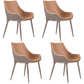 Modern Style Arm Chair Indoor Solid Back Metal Upholstered Dining Room Chair Gold-Brown 4 Piece Set Clearhalo ' kitchen&dining_furn' 'Dining Chairs' 'Dining Tables & Seating' 'dining_chair' 'furn' 'furn_dining_chair' 'Furniture' 'furniture_dining_chair' 'Kitchen & Dining Furniture' 'kitchen' 3969005