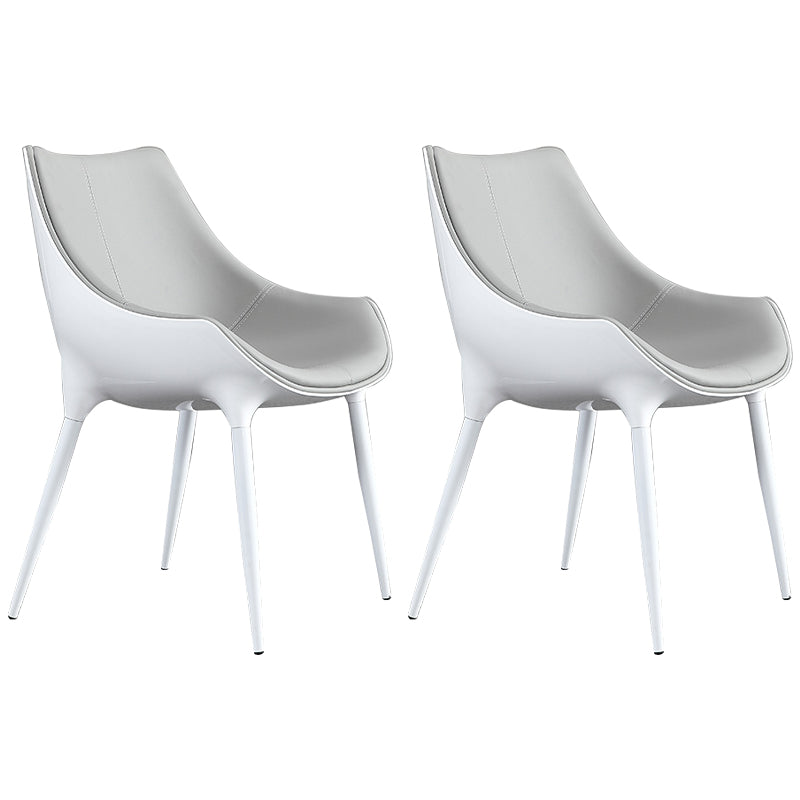 Modern Style Arm Chair Indoor Solid Back Metal Upholstered Dining Room Chair Gray-White 2 Piece Set Clearhalo ' kitchen&dining_furn' 'Dining Chairs' 'Dining Tables & Seating' 'dining_chair' 'furn' 'furn_dining_chair' 'Furniture' 'furniture_dining_chair' 'Kitchen & Dining Furniture' 'kitchen' 3969007