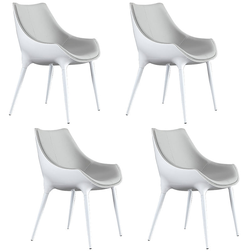 Modern Style Arm Chair Indoor Solid Back Metal Upholstered Dining Room Chair Gray-White 4 Piece Set Clearhalo ' kitchen&dining_furn' 'Dining Chairs' 'Dining Tables & Seating' 'dining_chair' 'furn' 'furn_dining_chair' 'Furniture' 'furniture_dining_chair' 'Kitchen & Dining Furniture' 'kitchen' 3969008