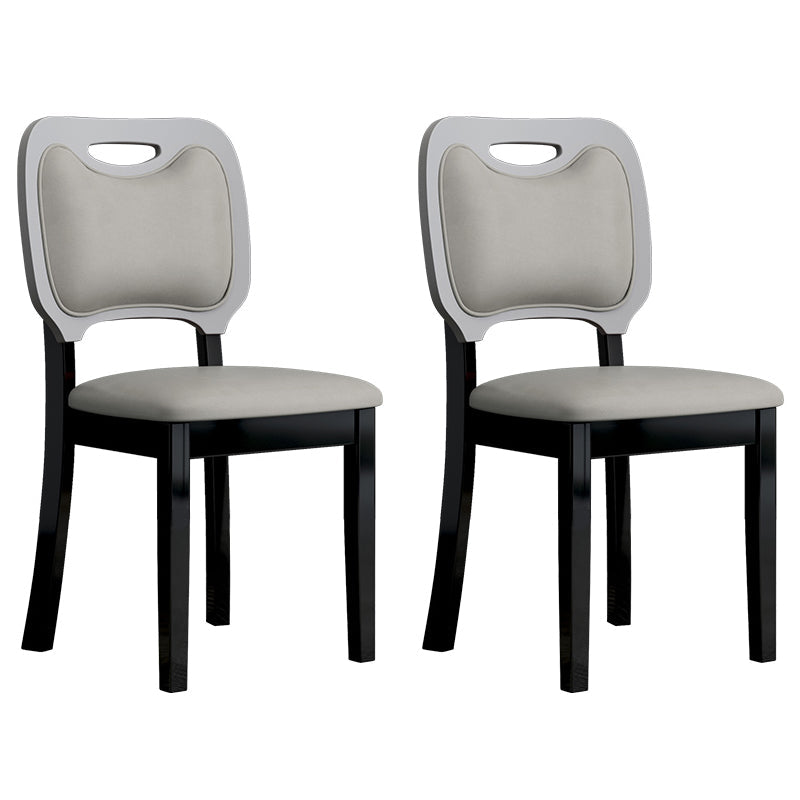 Scandinavian Home Side Chair Open Back Wood Upholstered Dining Room Chair (Set of 2) Off-White Black Clearhalo ' kitchen&dining_furn' 'Dining Chairs' 'Dining Tables & Seating' 'dining_chair' 'Furniture' 'furniture_dining_chair' 'Kitchen & Dining Furniture' 'kitchen' 3969015