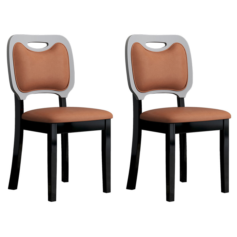 Scandinavian Home Side Chair Open Back Wood Upholstered Dining Room Chair (Set of 2) Orange Black Clearhalo ' kitchen&dining_furn' 'Dining Chairs' 'Dining Tables & Seating' 'dining_chair' 'Furniture' 'furniture_dining_chair' 'Kitchen & Dining Furniture' 'kitchen' 3969026