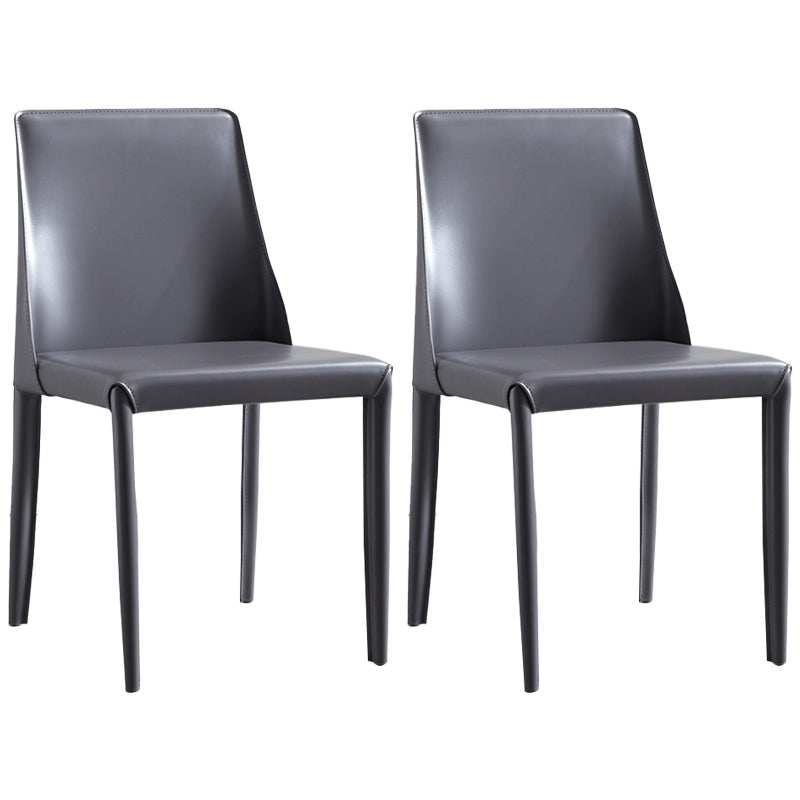 Modern Metal Dining Room Chairs Armless Leather Dining Chair for Restaurant Grey 2 Piece Set Clearhalo ' kitchen&dining_furn' 'Dining Chairs' 'Dining Tables & Seating' 'dining_chair' 'furn' 'furn_dining_chair' 'Furniture' 'furniture_dining_chair' 'Kitchen & Dining Furniture' 'kitchen' 3969030