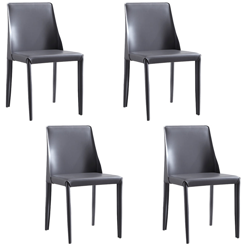 Modern Metal Dining Room Chairs Armless Leather Dining Chair for Restaurant Grey 4 Piece Set Clearhalo ' kitchen&dining_furn' 'Dining Chairs' 'Dining Tables & Seating' 'dining_chair' 'furn' 'furn_dining_chair' 'Furniture' 'furniture_dining_chair' 'Kitchen & Dining Furniture' 'kitchen' 3969032