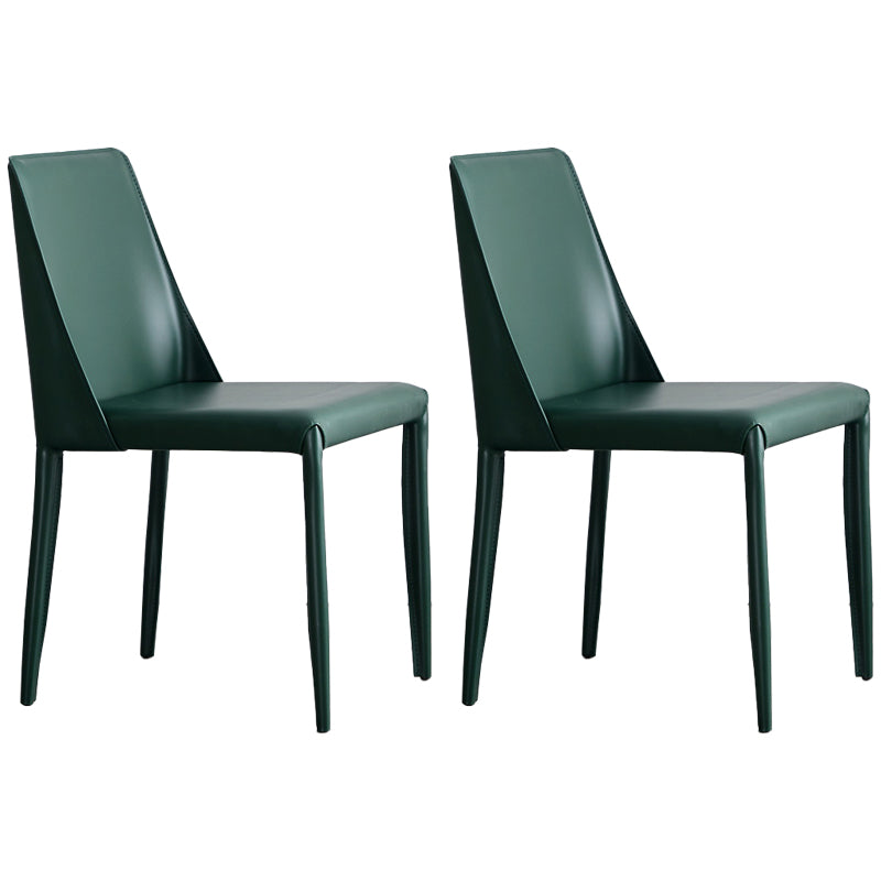 Modern Metal Dining Room Chairs Armless Leather Dining Chair for Restaurant Blackish Green 2 Piece Set Clearhalo ' kitchen&dining_furn' 'Dining Chairs' 'Dining Tables & Seating' 'dining_chair' 'furn' 'furn_dining_chair' 'Furniture' 'furniture_dining_chair' 'Kitchen & Dining Furniture' 'kitchen' 3969036