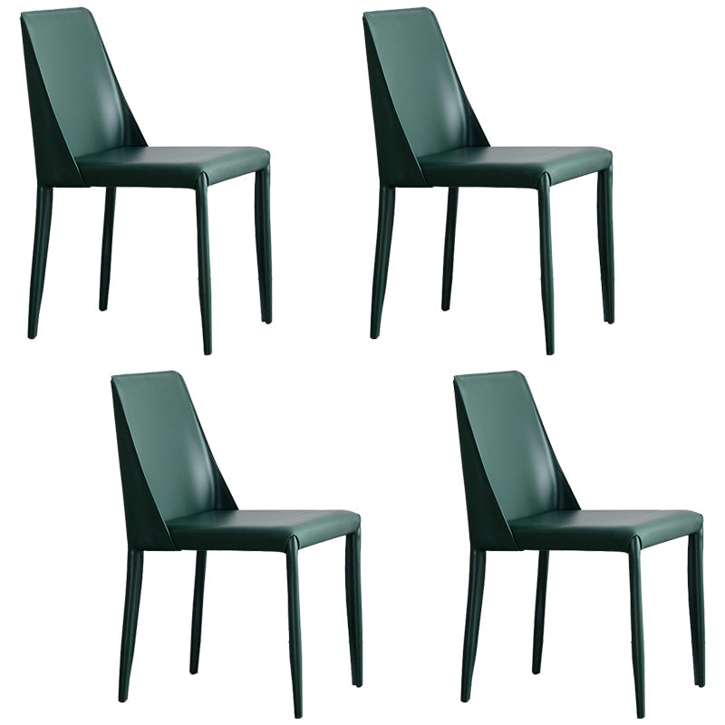 Modern Metal Dining Room Chairs Armless Leather Dining Chair for Restaurant Blackish Green 4 Piece Set Clearhalo ' kitchen&dining_furn' 'Dining Chairs' 'Dining Tables & Seating' 'dining_chair' 'furn' 'furn_dining_chair' 'Furniture' 'furniture_dining_chair' 'Kitchen & Dining Furniture' 'kitchen' 3969038