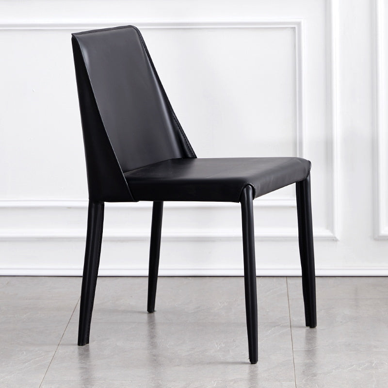 Modern Metal Dining Room Chairs Armless Leather Dining Chair for Restaurant Black 1 Piece Clearhalo ' kitchen&dining_furn' 'Dining Chairs' 'Dining Tables & Seating' 'dining_chair' 'furn' 'furn_dining_chair' 'Furniture' 'furniture_dining_chair' 'Kitchen & Dining Furniture' 'kitchen' 3969047