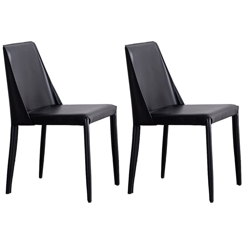 Modern Metal Dining Room Chairs Armless Leather Dining Chair for Restaurant Black 2 Piece Set Clearhalo ' kitchen&dining_furn' 'Dining Chairs' 'Dining Tables & Seating' 'dining_chair' 'furn' 'furn_dining_chair' 'Furniture' 'furniture_dining_chair' 'Kitchen & Dining Furniture' 'kitchen' 3969048