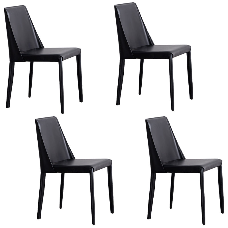 Modern Metal Dining Room Chairs Armless Leather Dining Chair for Restaurant Black 4 Piece Set Clearhalo ' kitchen&dining_furn' 'Dining Chairs' 'Dining Tables & Seating' 'dining_chair' 'furn' 'furn_dining_chair' 'Furniture' 'furniture_dining_chair' 'Kitchen & Dining Furniture' 'kitchen' 3969049