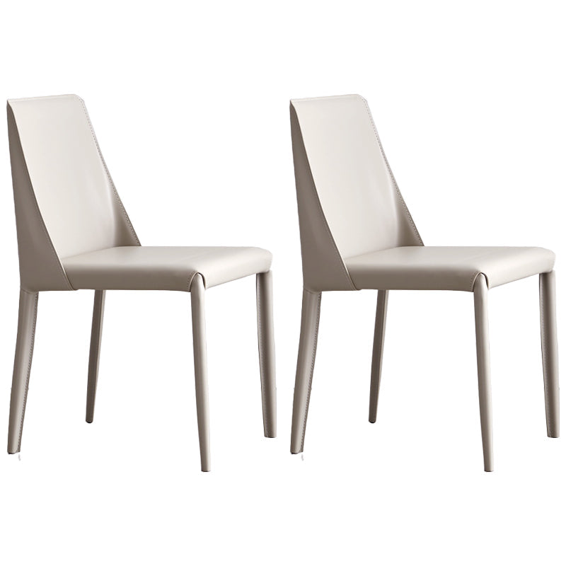 Modern Metal Dining Room Chairs Armless Leather Dining Chair for Restaurant White 2 Piece Set Clearhalo ' kitchen&dining_furn' 'Dining Chairs' 'Dining Tables & Seating' 'dining_chair' 'furn' 'furn_dining_chair' 'Furniture' 'furniture_dining_chair' 'Kitchen & Dining Furniture' 'kitchen' 3969051