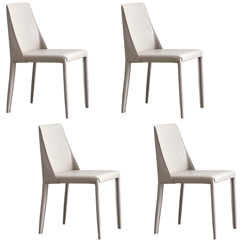 Modern Metal Dining Room Chairs Armless Leather Dining Chair for Restaurant White 4 Piece Set Clearhalo ' kitchen&dining_furn' 'Dining Chairs' 'Dining Tables & Seating' 'dining_chair' 'furn' 'furn_dining_chair' 'Furniture' 'furniture_dining_chair' 'Kitchen & Dining Furniture' 'kitchen' 3969052