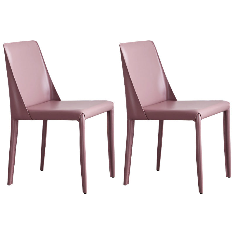 Modern Metal Dining Room Chairs Armless Leather Dining Chair for Restaurant Pink 2 Piece Set Clearhalo ' kitchen&dining_furn' 'Dining Chairs' 'Dining Tables & Seating' 'dining_chair' 'furn' 'furn_dining_chair' 'Furniture' 'furniture_dining_chair' 'Kitchen & Dining Furniture' 'kitchen' 3969054