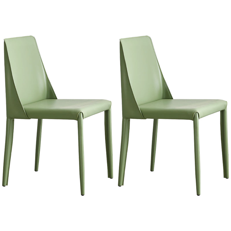 Modern Metal Dining Room Chairs Armless Leather Dining Chair for Restaurant Green 2 Piece Set Clearhalo ' kitchen&dining_furn' 'Dining Chairs' 'Dining Tables & Seating' 'dining_chair' 'furn' 'furn_dining_chair' 'Furniture' 'furniture_dining_chair' 'Kitchen & Dining Furniture' 'kitchen' 3969057