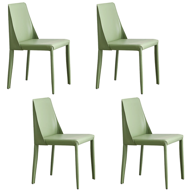 Modern Metal Dining Room Chairs Armless Leather Dining Chair for Restaurant Green 4 Piece Set Clearhalo ' kitchen&dining_furn' 'Dining Chairs' 'Dining Tables & Seating' 'dining_chair' 'furn' 'furn_dining_chair' 'Furniture' 'furniture_dining_chair' 'Kitchen & Dining Furniture' 'kitchen' 3969058