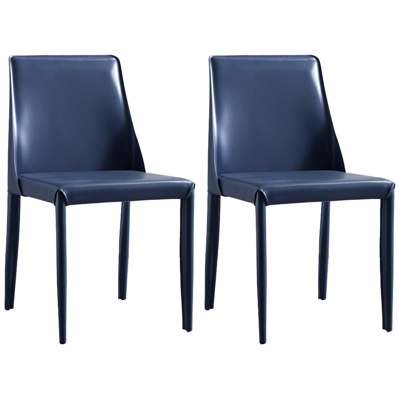 Modern Metal Dining Room Chairs Armless Leather Dining Chair for Restaurant Blue 2 Piece Set Clearhalo ' kitchen&dining_furn' 'Dining Chairs' 'Dining Tables & Seating' 'dining_chair' 'furn' 'furn_dining_chair' 'Furniture' 'furniture_dining_chair' 'Kitchen & Dining Furniture' 'kitchen' 3969060