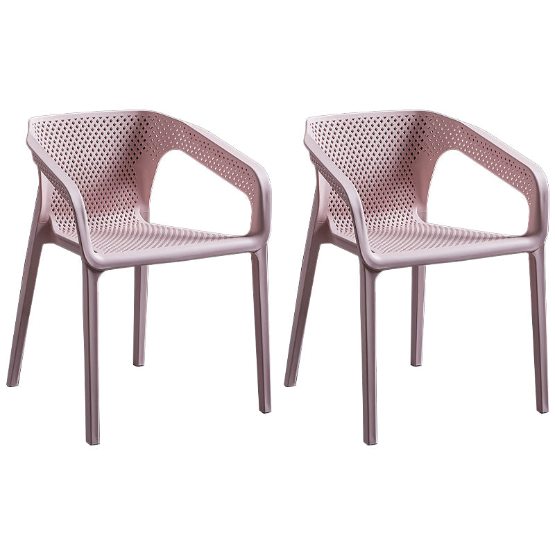Contemporary Style Plastic Dining Chair Stackable Dining Chairs for Kitchen Pink 2 Piece Set Clearhalo ' kitchen&dining_furn' 'Dining Chairs' 'Dining Tables & Seating' 'dining_chair' 'furn' 'furn_dining_chair' 'Furniture' 'furniture_dining_chair' 'Kitchen & Dining Furniture' 'kitchen' 3969080