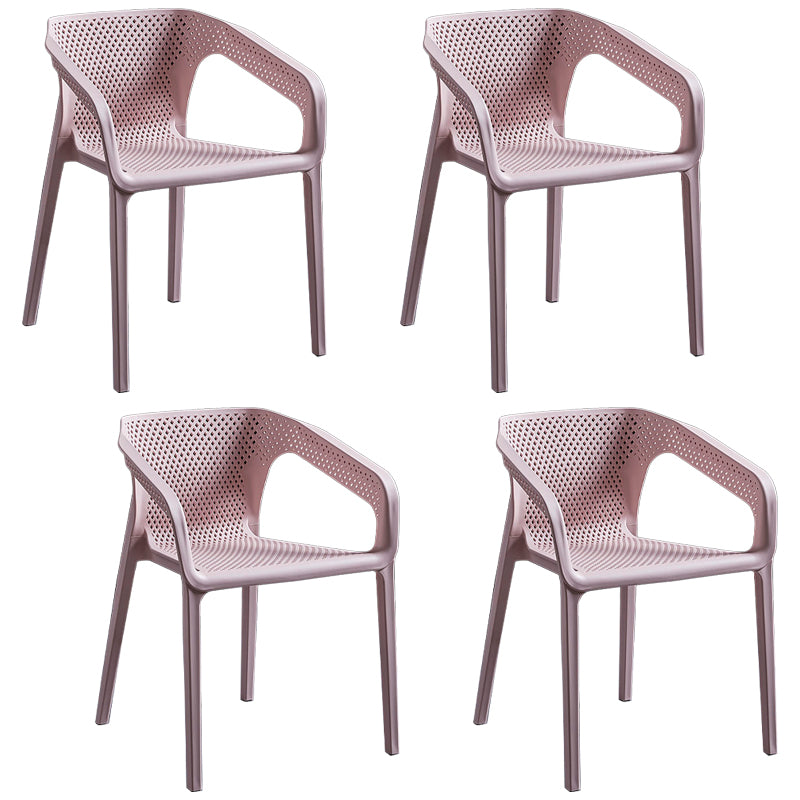 Contemporary Style Plastic Dining Chair Stackable Dining Chairs for Kitchen Pink 4 Piece Set Clearhalo ' kitchen&dining_furn' 'Dining Chairs' 'Dining Tables & Seating' 'dining_chair' 'furn' 'furn_dining_chair' 'Furniture' 'furniture_dining_chair' 'Kitchen & Dining Furniture' 'kitchen' 3969082