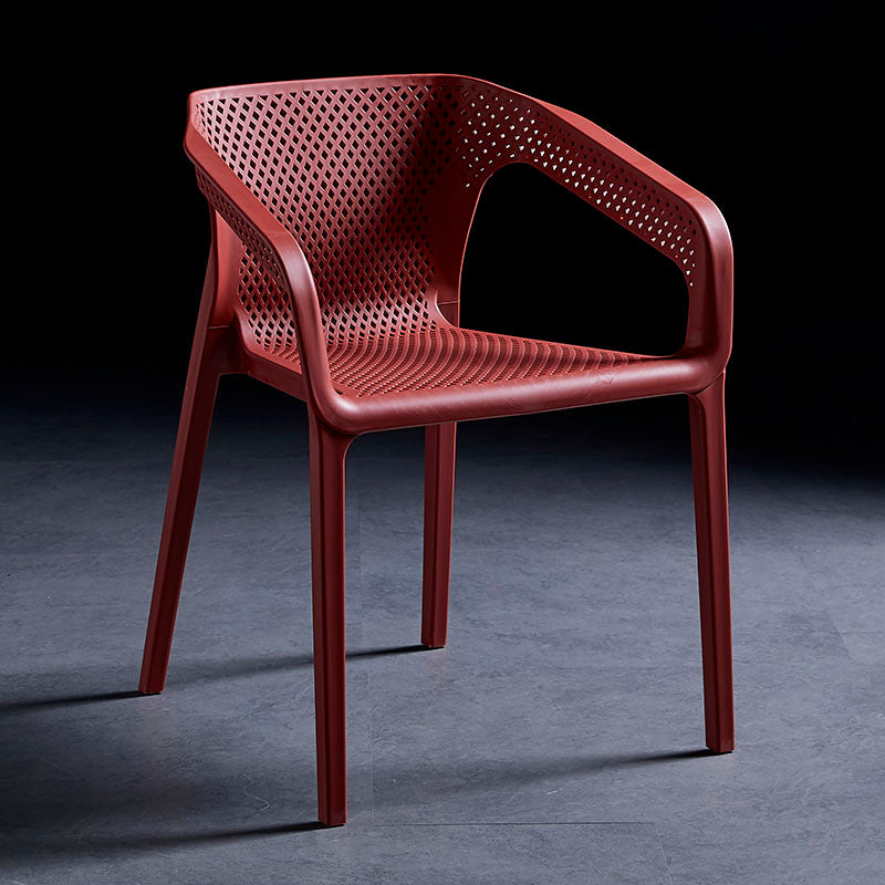 Contemporary Style Plastic Dining Chair Stackable Dining Chairs for Kitchen Crimson 1 Piece Clearhalo ' kitchen&dining_furn' 'Dining Chairs' 'Dining Tables & Seating' 'dining_chair' 'furn' 'furn_dining_chair' 'Furniture' 'furniture_dining_chair' 'Kitchen & Dining Furniture' 'kitchen' 3969090