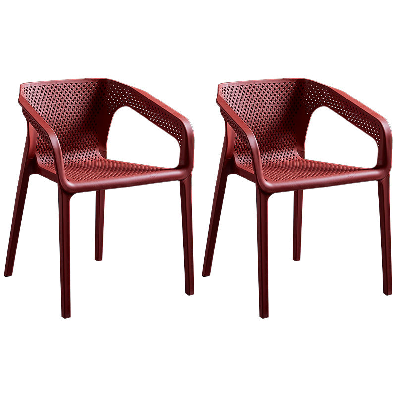 Contemporary Style Plastic Dining Chair Stackable Dining Chairs for Kitchen Crimson 2 Piece Set Clearhalo ' kitchen&dining_furn' 'Dining Chairs' 'Dining Tables & Seating' 'dining_chair' 'furn' 'furn_dining_chair' 'Furniture' 'furniture_dining_chair' 'Kitchen & Dining Furniture' 'kitchen' 3969092