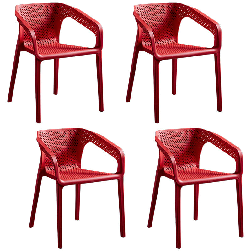 Contemporary Style Plastic Dining Chair Stackable Dining Chairs for Kitchen Red 4 Piece Set Clearhalo ' kitchen&dining_furn' 'Dining Chairs' 'Dining Tables & Seating' 'dining_chair' 'furn' 'furn_dining_chair' 'Furniture' 'furniture_dining_chair' 'Kitchen & Dining Furniture' 'kitchen' 3969104