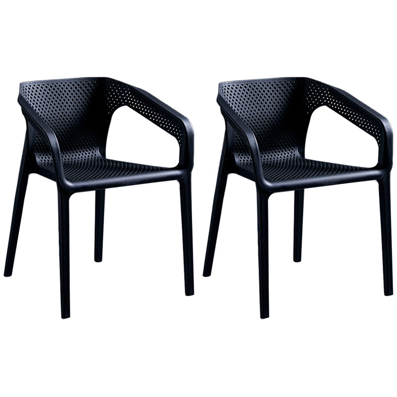 Contemporary Style Plastic Dining Chair Stackable Dining Chairs for Kitchen Black 2 Piece Set Clearhalo ' kitchen&dining_furn' 'Dining Chairs' 'Dining Tables & Seating' 'dining_chair' 'furn' 'furn_dining_chair' 'Furniture' 'furniture_dining_chair' 'Kitchen & Dining Furniture' 'kitchen' 3969106