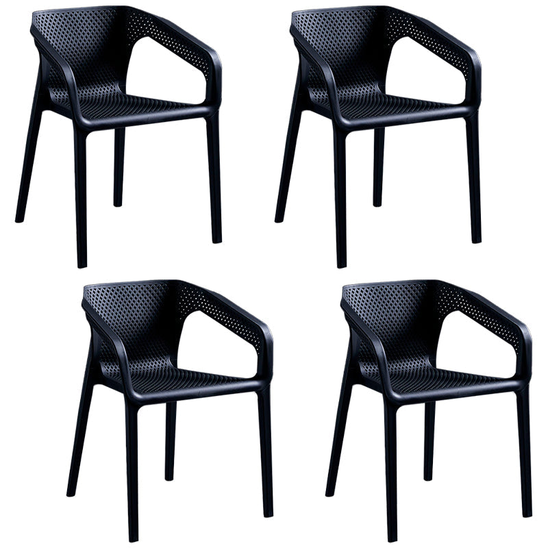 Contemporary Style Plastic Dining Chair Stackable Dining Chairs for Kitchen Black 4 Piece Set Clearhalo ' kitchen&dining_furn' 'Dining Chairs' 'Dining Tables & Seating' 'dining_chair' 'furn' 'furn_dining_chair' 'Furniture' 'furniture_dining_chair' 'Kitchen & Dining Furniture' 'kitchen' 3969107