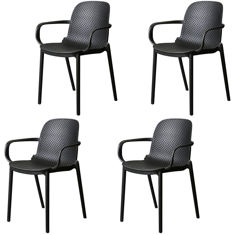 Contemporary Style Plastic Dining Chair Dining Stackable Chairs for Kitchen (Set of 4) Black Clearhalo ' kitchen&dining_furn' 'Dining Chairs' 'Dining Tables & Seating' 'dining_chair' 'furn' 'furn_dining_chair' 'Furniture' 'furniture_dining_chair' 'Kitchen & Dining Furniture' 'kitchen' 3969122