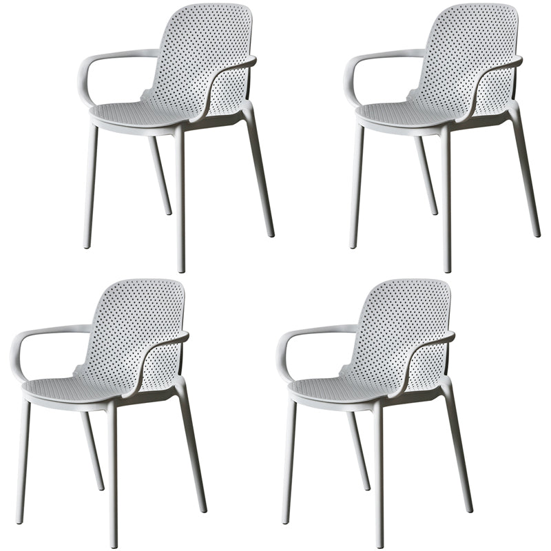 Contemporary Style Plastic Dining Chair Dining Stackable Chairs for Kitchen (Set of 4) Grey Clearhalo ' kitchen&dining_furn' 'Dining Chairs' 'Dining Tables & Seating' 'dining_chair' 'furn' 'furn_dining_chair' 'Furniture' 'furniture_dining_chair' 'Kitchen & Dining Furniture' 'kitchen' 3969125