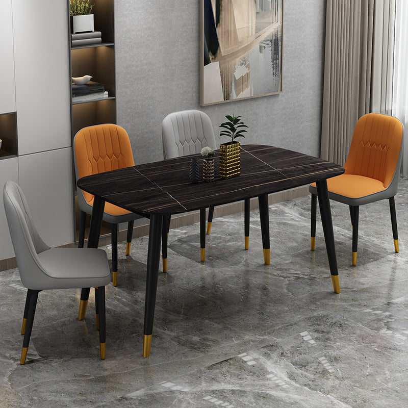 Scandinavian Style Dining Chair Metal Dining Room Solid Back Cushioned Chair Clearhalo ' kitchen&dining_furn' 'Dining Chairs' 'Dining Tables & Seating' 'dining_chair' 'furn' 'furn_dining_chair' 'Furniture' 'furniture_dining_chair' 'Kitchen & Dining Furniture' 'kitchen' 3969135