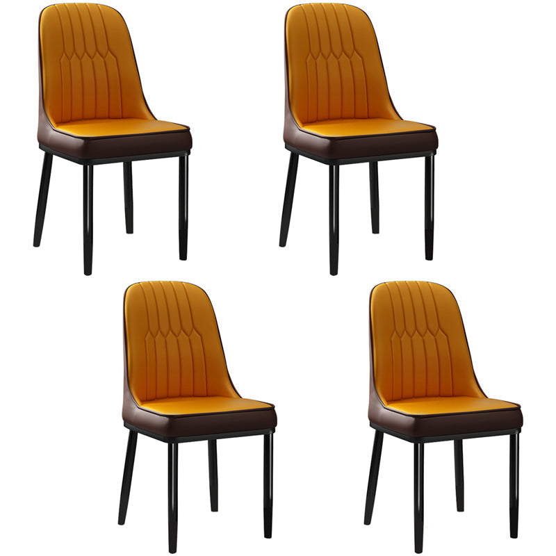 Scandinavian Style Dining Chair Metal Dining Room Solid Back Cushioned Chair Khaki-Orange 4 Piece Set Black Clearhalo ' kitchen&dining_furn' 'Dining Chairs' 'Dining Tables & Seating' 'dining_chair' 'furn' 'furn_dining_chair' 'Furniture' 'furniture_dining_chair' 'Kitchen & Dining Furniture' 'kitchen' 3969139