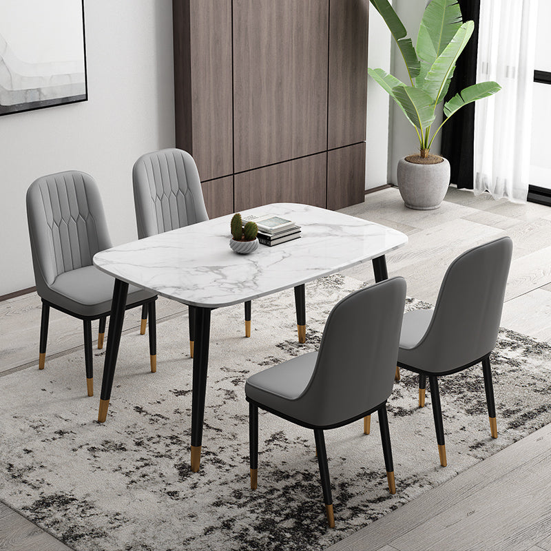 Scandinavian Style Dining Chair Metal Dining Room Solid Back Cushioned Chair Clearhalo ' kitchen&dining_furn' 'Dining Chairs' 'Dining Tables & Seating' 'dining_chair' 'furn' 'furn_dining_chair' 'Furniture' 'furniture_dining_chair' 'Kitchen & Dining Furniture' 'kitchen' 3969142