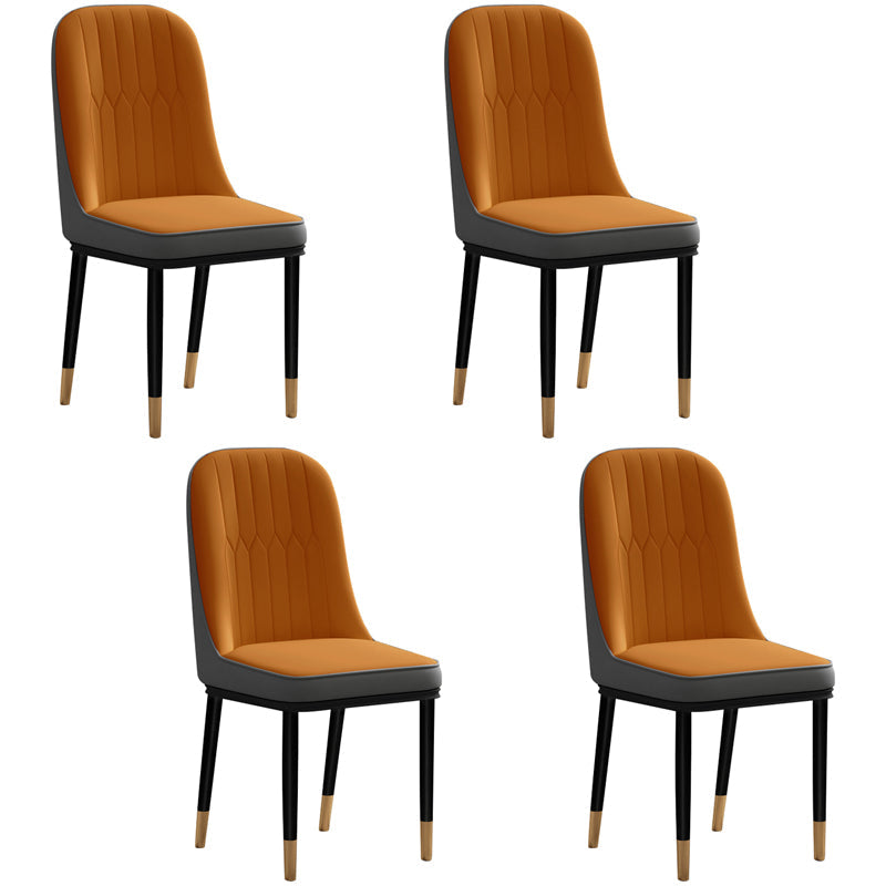 Scandinavian Style Dining Chair Metal Dining Room Solid Back Cushioned Chair Gray-Orange 4 Piece Set Black Gold Clearhalo ' kitchen&dining_furn' 'Dining Chairs' 'Dining Tables & Seating' 'dining_chair' 'furn' 'furn_dining_chair' 'Furniture' 'furniture_dining_chair' 'Kitchen & Dining Furniture' 'kitchen' 3969146