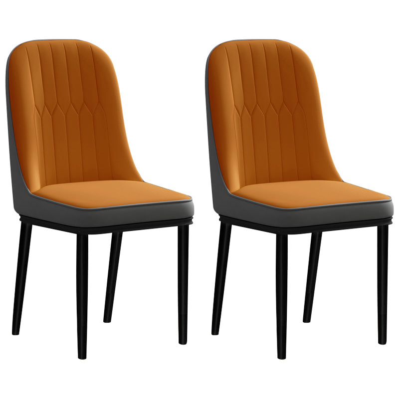 Scandinavian Style Dining Chair Metal Dining Room Solid Back Cushioned Chair Gray-Orange 2 Piece Set Black Clearhalo ' kitchen&dining_furn' 'Dining Chairs' 'Dining Tables & Seating' 'dining_chair' 'furn' 'furn_dining_chair' 'Furniture' 'furniture_dining_chair' 'Kitchen & Dining Furniture' 'kitchen' 3969150