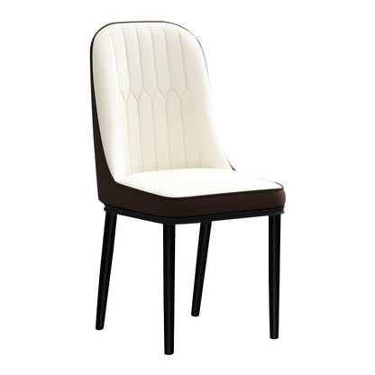 Scandinavian Style Dining Chair Metal Dining Room Solid Back Cushioned Chair White-Brown 1 Piece Black Clearhalo ' kitchen&dining_furn' 'Dining Chairs' 'Dining Tables & Seating' 'dining_chair' 'furn' 'furn_dining_chair' 'Furniture' 'furniture_dining_chair' 'Kitchen & Dining Furniture' 'kitchen' 3969152