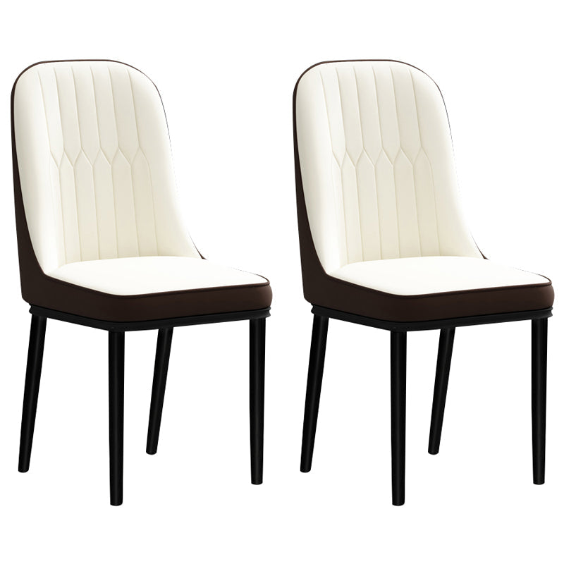 Scandinavian Style Dining Chair Metal Dining Room Solid Back Cushioned Chair White-Brown 2 Piece Set Black Clearhalo ' kitchen&dining_furn' 'Dining Chairs' 'Dining Tables & Seating' 'dining_chair' 'furn' 'furn_dining_chair' 'Furniture' 'furniture_dining_chair' 'Kitchen & Dining Furniture' 'kitchen' 3969153