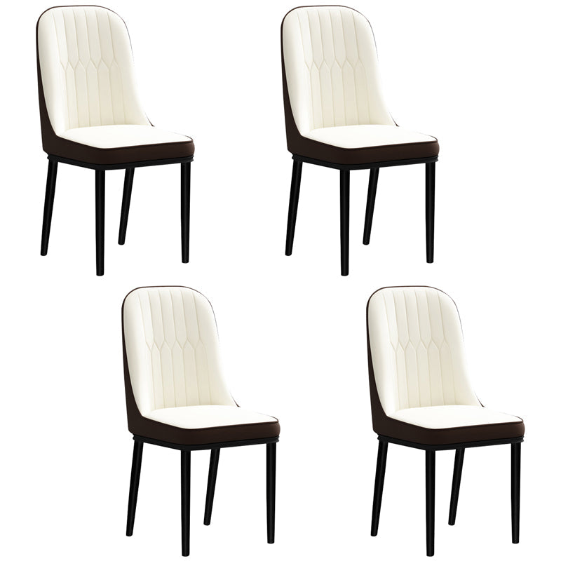 Scandinavian Style Dining Chair Metal Dining Room Solid Back Cushioned Chair White-Brown 4 Piece Set Black Clearhalo ' kitchen&dining_furn' 'Dining Chairs' 'Dining Tables & Seating' 'dining_chair' 'furn' 'furn_dining_chair' 'Furniture' 'furniture_dining_chair' 'Kitchen & Dining Furniture' 'kitchen' 3969154
