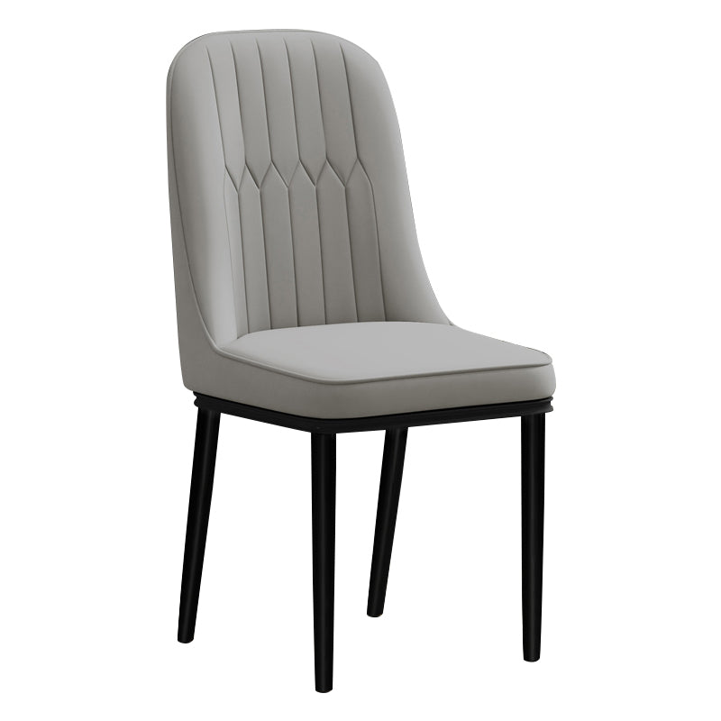 Scandinavian Style Dining Chair Metal Dining Room Solid Back Cushioned Chair Light Gray 1 Piece Black Clearhalo ' kitchen&dining_furn' 'Dining Chairs' 'Dining Tables & Seating' 'dining_chair' 'furn' 'furn_dining_chair' 'Furniture' 'furniture_dining_chair' 'Kitchen & Dining Furniture' 'kitchen' 3969155