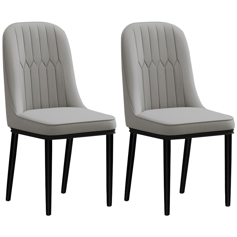 Scandinavian Style Dining Chair Metal Dining Room Solid Back Cushioned Chair Light Gray 2 Piece Set Black Clearhalo ' kitchen&dining_furn' 'Dining Chairs' 'Dining Tables & Seating' 'dining_chair' 'furn' 'furn_dining_chair' 'Furniture' 'furniture_dining_chair' 'Kitchen & Dining Furniture' 'kitchen' 3969156