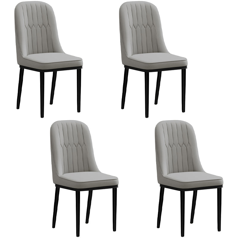 Scandinavian Style Dining Chair Metal Dining Room Solid Back Cushioned Chair Light Gray 4 Piece Set Black Clearhalo ' kitchen&dining_furn' 'Dining Chairs' 'Dining Tables & Seating' 'dining_chair' 'furn' 'furn_dining_chair' 'Furniture' 'furniture_dining_chair' 'Kitchen & Dining Furniture' 'kitchen' 3969157