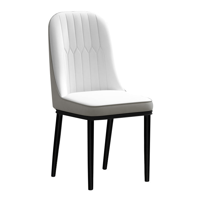Scandinavian Style Dining Chair Metal Dining Room Solid Back Cushioned Chair White-Gray 1 Piece Black Clearhalo ' kitchen&dining_furn' 'Dining Chairs' 'Dining Tables & Seating' 'dining_chair' 'furn' 'furn_dining_chair' 'Furniture' 'furniture_dining_chair' 'Kitchen & Dining Furniture' 'kitchen' 3969158