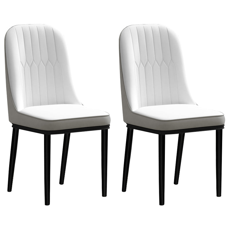 Scandinavian Style Dining Chair Metal Dining Room Solid Back Cushioned Chair White-Gray 2 Piece Set Black Clearhalo ' kitchen&dining_furn' 'Dining Chairs' 'Dining Tables & Seating' 'dining_chair' 'furn' 'furn_dining_chair' 'Furniture' 'furniture_dining_chair' 'Kitchen & Dining Furniture' 'kitchen' 3969159